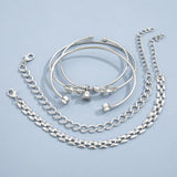 Multilayer Silver Chain Bracelet Sets For Women