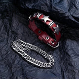Punk Goth Vintage Leather Bracelet Dark Cross Rivet Jewelry