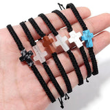 Turquoise Cross Bracelet, Adjustable Bangle, Yoga Jewelry