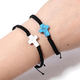 Turquoise Cross Bracelet, Adjustable Bangle, Yoga Jewelry