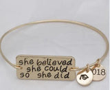 She Believed She Could so She Did Bangles Inspirational Bracelets