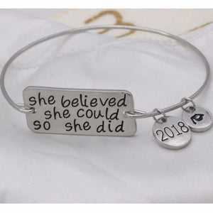 She Believed She Could so She Did Bangles Inspirational Bracelets