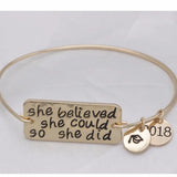 She Believed She Could so She Did Bangles Inspirational Bracelets