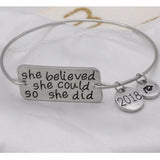 She Believed She Could so She Did Bangles Inspirational Bracelets