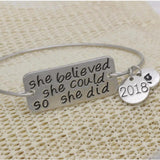 She Believed She Could so She Did Bangles Inspirational Bracelets