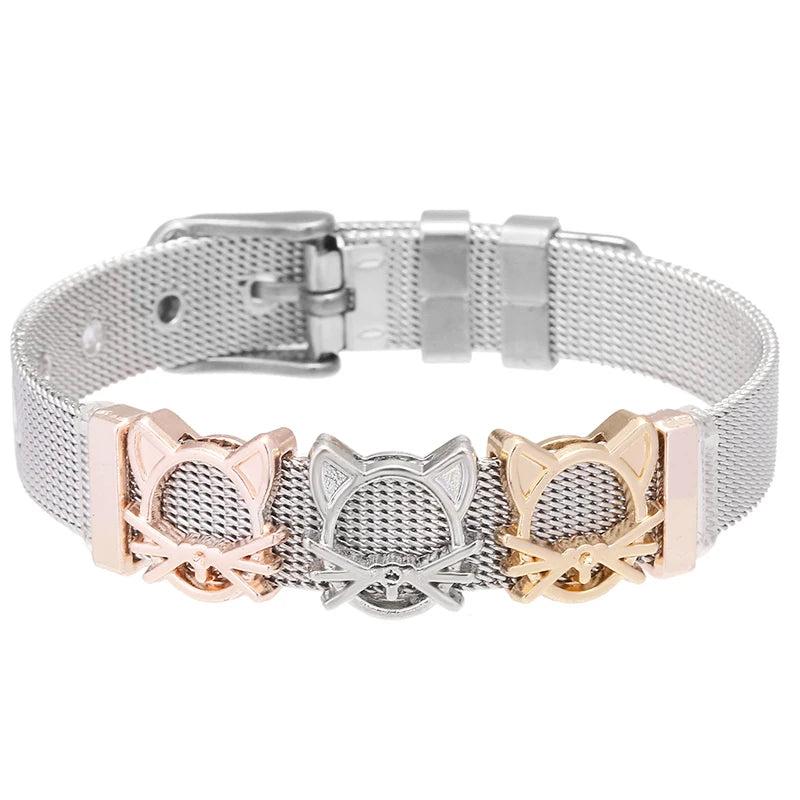 Women Mesh Fine Bracelet Rhinestone Five Star Stainless Steel Charm Bracelet