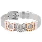 Women Mesh Fine Bracelet Rhinestone Five Star Stainless Steel Charm Bracelet
