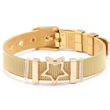 Women Mesh Fine Bracelet Rhinestone Five Star Stainless Steel Charm Bracelet