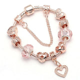 Rose Gold Butterfly Charm Bracelet with Crown Beads