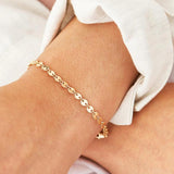 Gold-Plated Beaded Disc Coin Chain Bracelet Stainless Steel Jewelry Women Gift