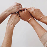 Gold-Plated Beaded Disc Coin Chain Bracelet Stainless Steel Jewelry Women Gift