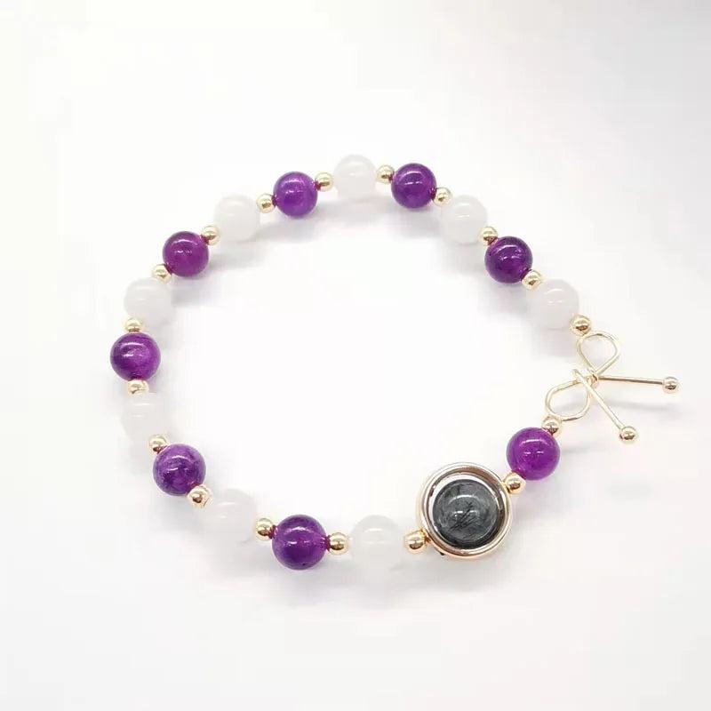 Amethyst Moonstone Bracelet Crystal Gemstone Fine Jewelry