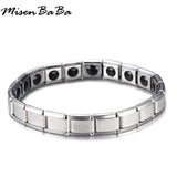 Stainless Steel Tourmaline Magnetic Bracelet Bio Health Care Bangle