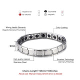 Stainless Steel Tourmaline Magnetic Bracelet Bio Health Care Bangle