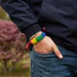Rainbow Bracelets for Women Men Pride Gay Couple Braided String Bracelets