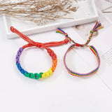 Rainbow Bracelets for Women Men Pride Gay Couple Braided String Bracelets