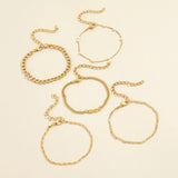 Tassel Chain Bracelet Set Geometric Letters Pearl Charm Bangles Vintage