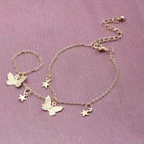 Butterfly Star Moon Pendant Bracelet for Women