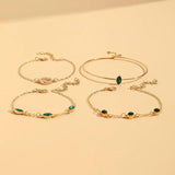 Vintage Bohemian Chain Bracelet Sets Green Rhinestone Circel Charm Bracelet