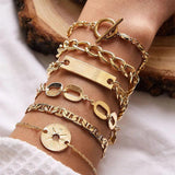 Heavy Metal Chain Bracelet Set Retro Geometric Twist Bangles Jewelry