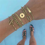 Heavy Metal Chain Bracelet Set Retro Geometric Twist Bangles Jewelry