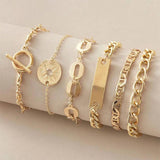 Heavy Metal Chain Bracelet Set Retro Geometric Twist Bangles Jewelry