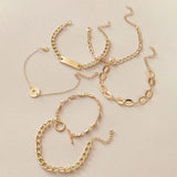 Heavy Metal Chain Bracelet Set Retro Geometric Twist Bangles Jewelry