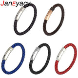 Braided Leather Bracelet Stainless Steel Buckle Retro Male Bracelets Bangles