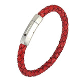 Braided Leather Bracelet Stainless Steel Buckle Retro Male Bracelets Bangles