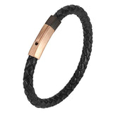 Braided Leather Bracelet Stainless Steel Buckle Retro Male Bracelets Bangles