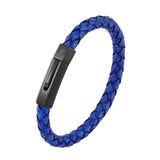 Braided Leather Bracelet Stainless Steel Buckle Retro Male Bracelets Bangles