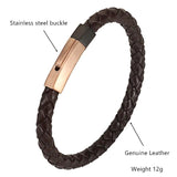 Braided Leather Bracelet Stainless Steel Buckle Retro Male Bracelets Bangles