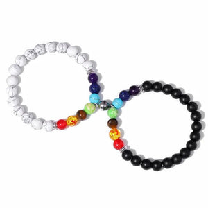 7 Chakras Heart Charm Couple Bracelets