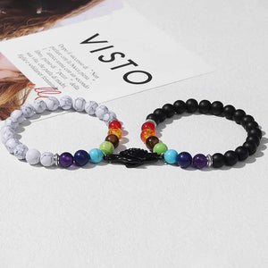 7 Chakras Heart Charm Couple Bracelets
