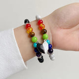 7 Chakras Heart Charm Couple Bracelets