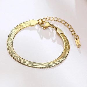 Flat Snake Chain Bracelets for Women, Stainless Steel Wristband Gift
