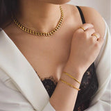 Flat Snake Chain Bracelets for Women, Stainless Steel Wristband Gift