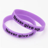5PCS Glow In Dark Silicone Wristband Never Give Up Cuff Bracelets