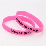 5PCS Glow In Dark Silicone Wristband Never Give Up Cuff Bracelets