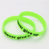 5PCS Glow In Dark Silicone Wristband Never Give Up Cuff Bracelets
