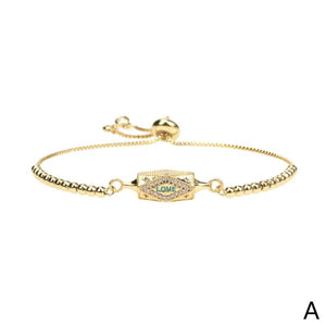 Love Heart Couple Bracelet Adjustable Rope Metal Friendship Gift