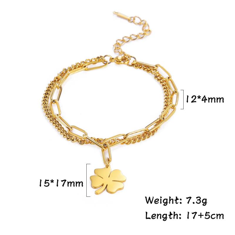 Cooltime Stainless Steel Four Leaf Clover Women's Bracelet