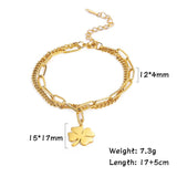 Cooltime Stainless Steel Four Leaf Clover Women's Bracelet