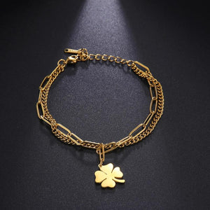 Cooltime Stainless Steel Four Leaf Clover Women's Bracelet