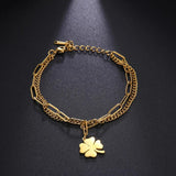 Cooltime Stainless Steel Four Leaf Clover Women's Bracelet