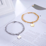 Cooltime Stainless Steel Four Leaf Clover Women's Bracelet