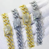 Punk Rhinestone Bracelet Cuban Link