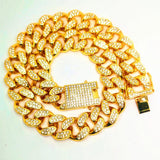 Punk Rhinestone Bracelet Cuban Link