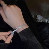 Square Zircon Bracelet with Rhinestones 18K Plated Stainless Steel