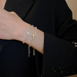Square Zircon Bracelet with Rhinestones 18K Plated Stainless Steel